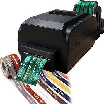 Digital Satin Ribbon Printing Machine for 12-20mm Ribbon Width, Thermal Ribbon Printer 150mm/s, DIY Print Festival Decoration Ribbon, for Gift Ribbons, Streamers
