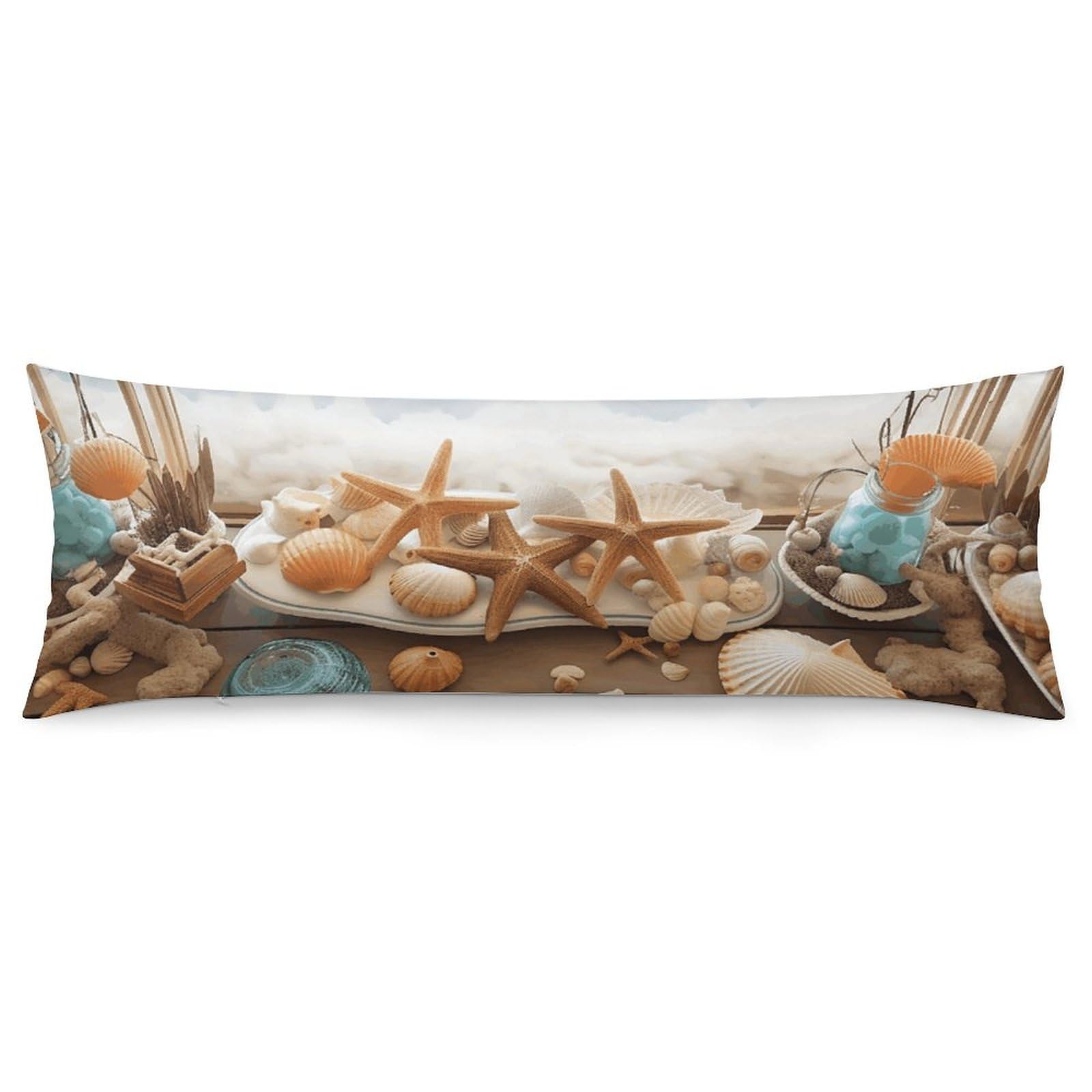 2 Pack Pillow Cases for Hair and Skin, Soft Breathable Pillow Case Covers with Hidden Zipper, Beach Theme Pillowcase 20"x54" Pillow Covers for Sleeping Gift