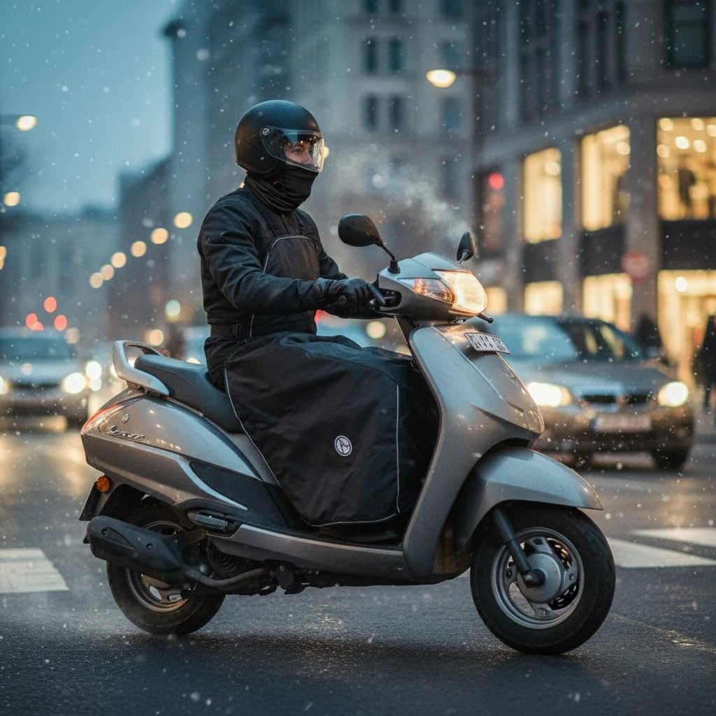 AL Kit Coprigambe Scooter Universale Impermeabile con Imbottitura Termica + Scalda Collo Invernale + Guanti Touch Screen, Antipioggia, Antivento, Invernale, Compatibile con Scooter e Moto