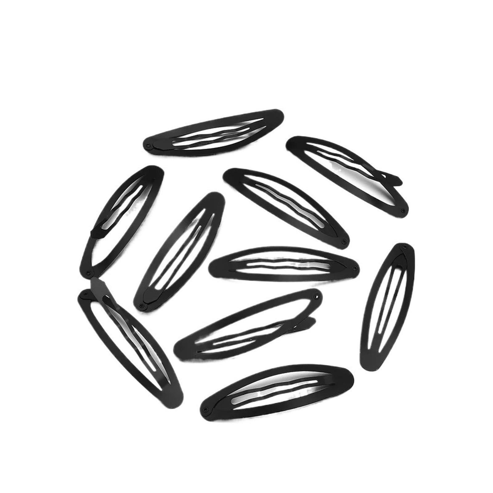 10 pièces 4/5/6/7/8mm forme ovale pinces à cheveux en métal de base épingles(Black,8mm)