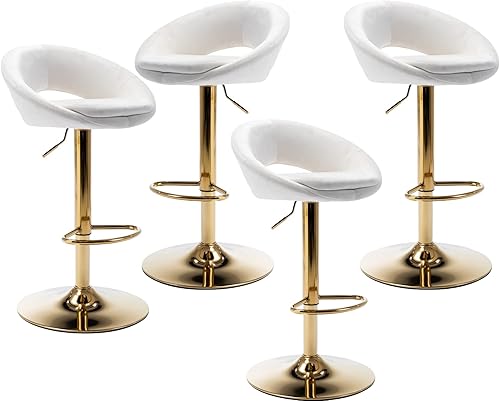 Miniatura 8 de Juego de 2 taburetes de bar giratorios de terciopelo con respaldo abierto, altura de barra ajustable tapizada, taburetes de bar modernos de altura