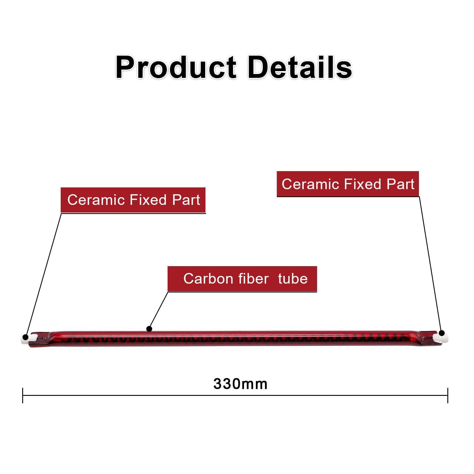 DATOUBOSS Lampe Infrarouge 1000W (FBM-OY4-D-330mm-rouge)