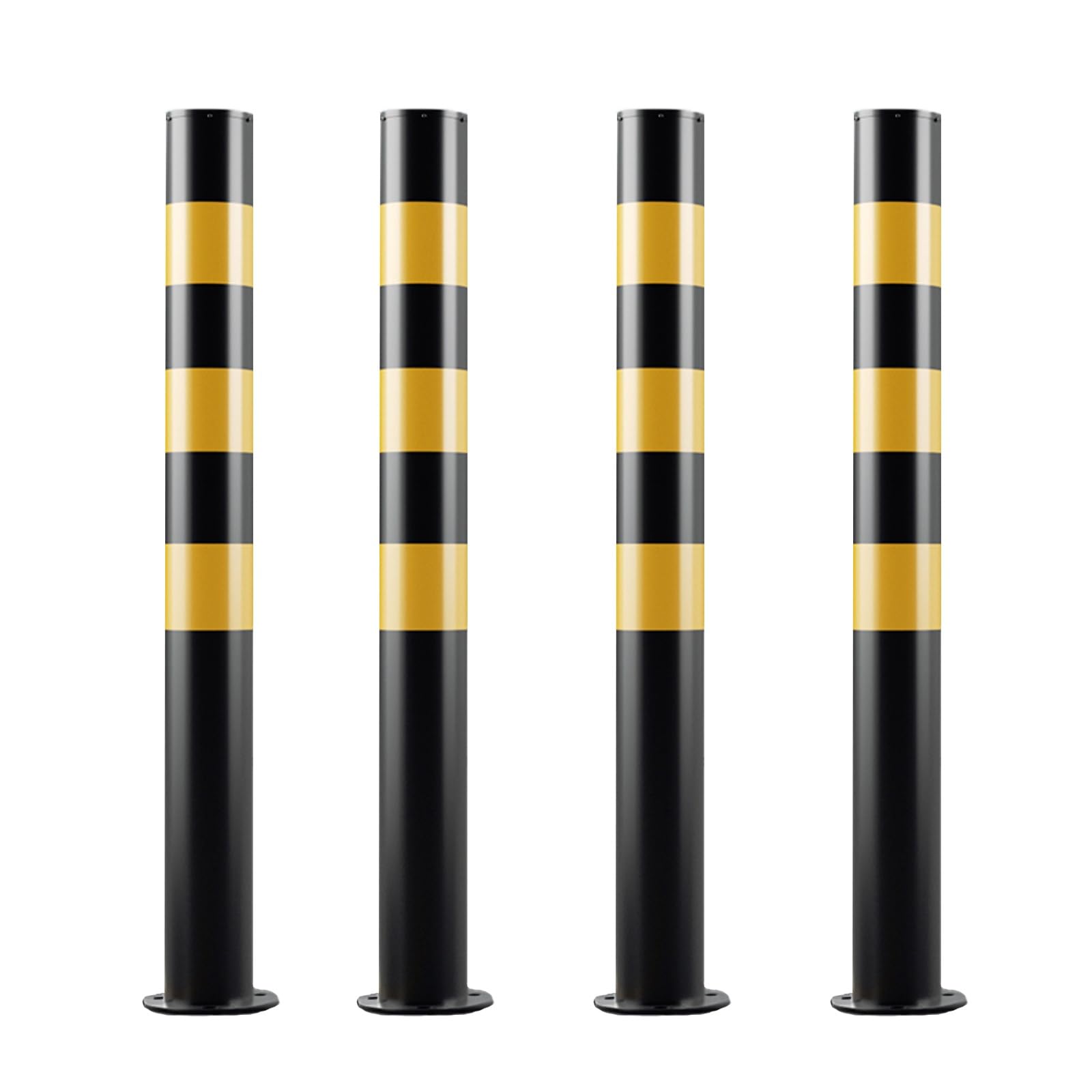 HCZKIUJY Reflective Safety Bollard Posts, Parking Barriers for Driveways & Parking Lots, Traffic Control Covers - Enhance Safety & Visibility (Black (4pcs))