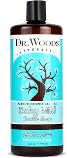 Unscented Baby Mild Liquid Castile Soap - Natural Soap for Sensitive Skin, Gentle Cleanser with Hemp Oil and Vitamin E - Paraben, Sulfate, and Phthalate Free - 32 Fl Oz