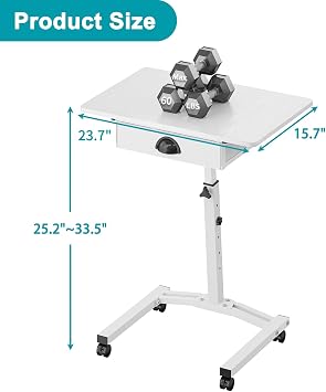 Rolling Standing Computer Desk With Drawer, Small Mobile Laptop Desk Cart