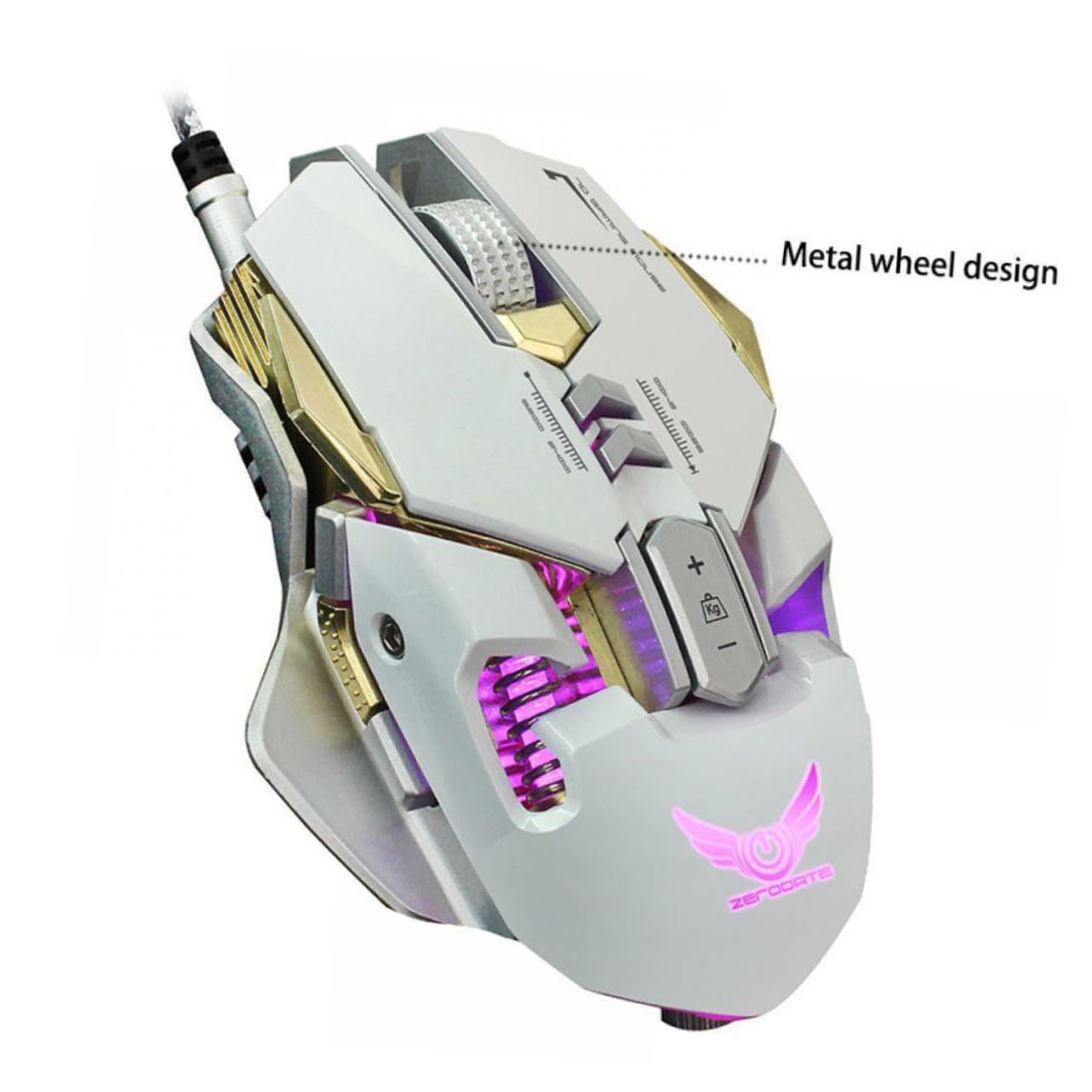 2 pezzi Mouse da gioco silenzioso Gaming ad alte prestazioni RGB Gamer Mouse da gioco for computer Cool Gaming Essential Gaming Mouse da gioco Contrappeso X300 Bianco cablato / 308
