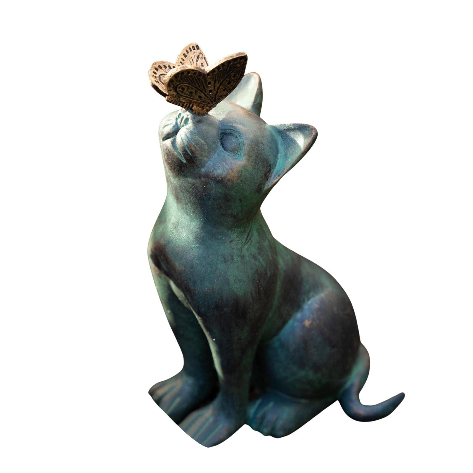 Renywosi Butterfly Cat Statue Outdoor Garden Ornaments, Curious Cat Figurine With Butterfly Statue Resin Cat With Butterfly Figurine Garden Decorations, Craft Figurine Decoration For Garden Lawn