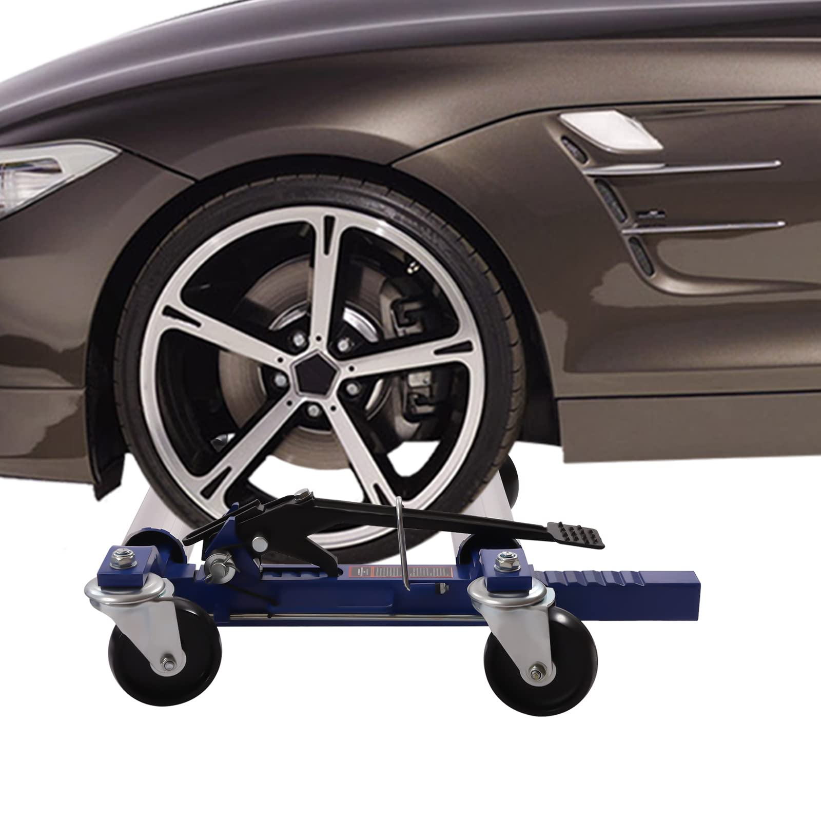Set of 4 Car Wheel Dolly Heavy Duty Self Loading Dolly with Ratcheting Foot Pedal, 1300lbs Capacity Car Dollies for Moving Cars and Equipment
