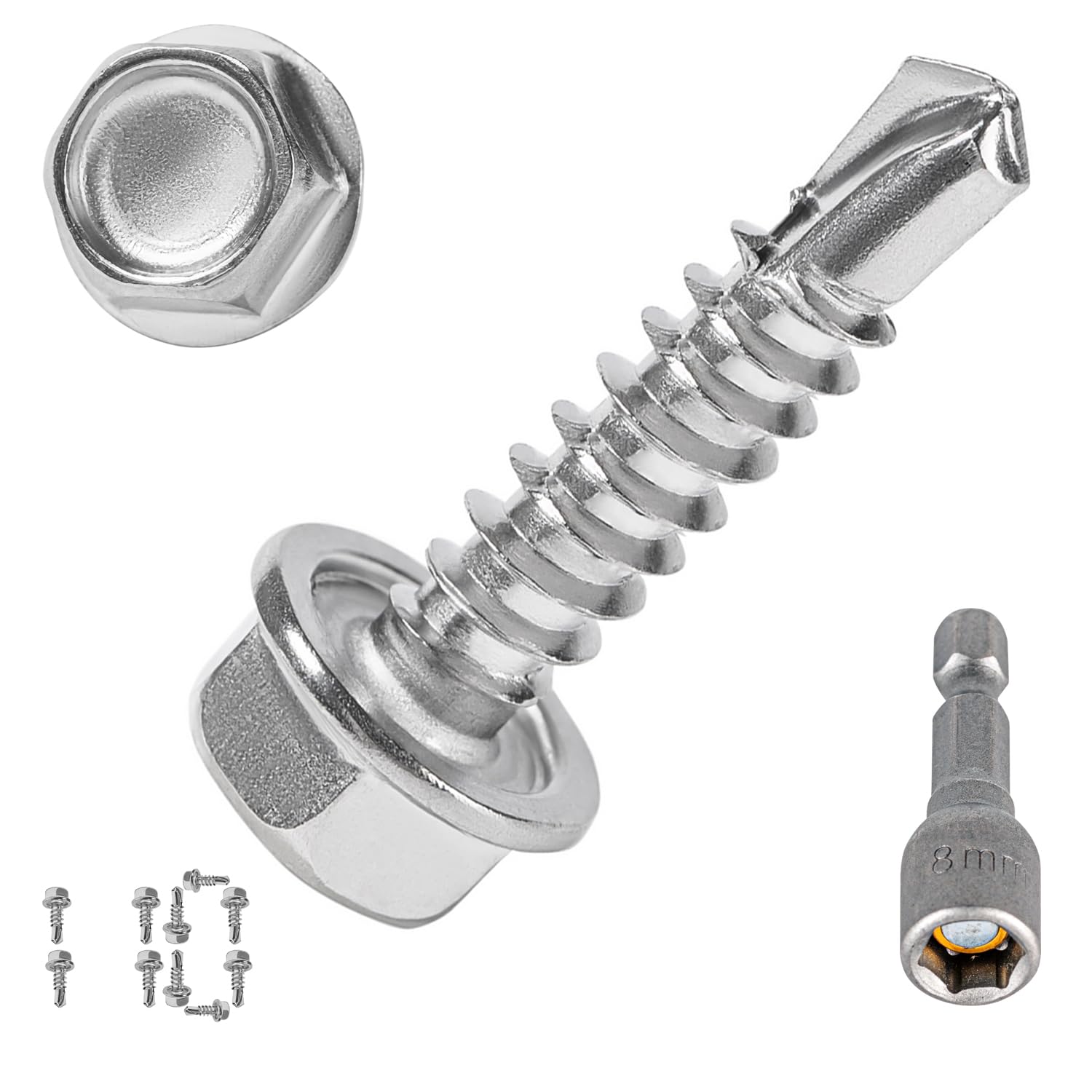 QSJ Stainless Steel Sheet Metal Screws - 120 Pack -17 QSJ Stainless Steel Sheet Metal Screws - 120 Pack -17