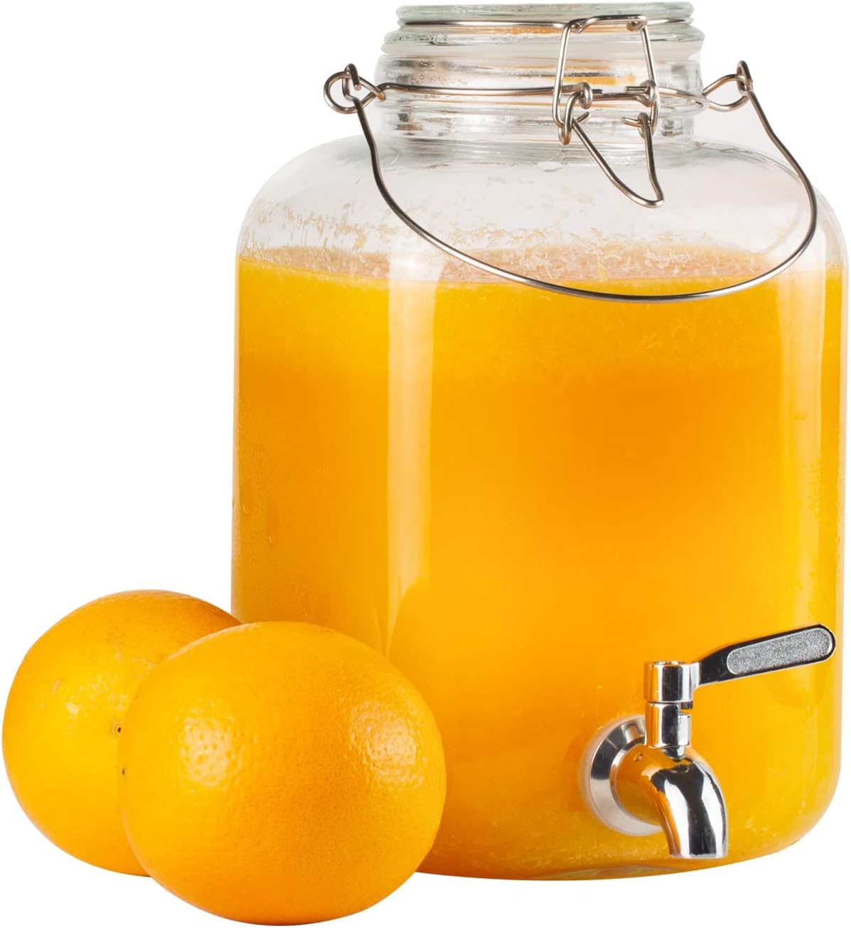 Glass Drink Dispenser for Parties, 1 Gallon Beverage Dispenser with Spigot and handle,Glass Water Dispenser, Juice Dispensers for Fridge, Lemonade & Laundry Detergent Dispenser (1Pack)