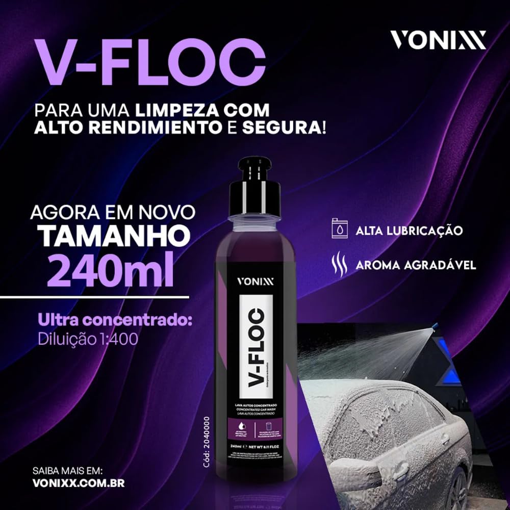 Produto para Lavar Carro Moto Lavagem Automotiva V-Floc 240ml