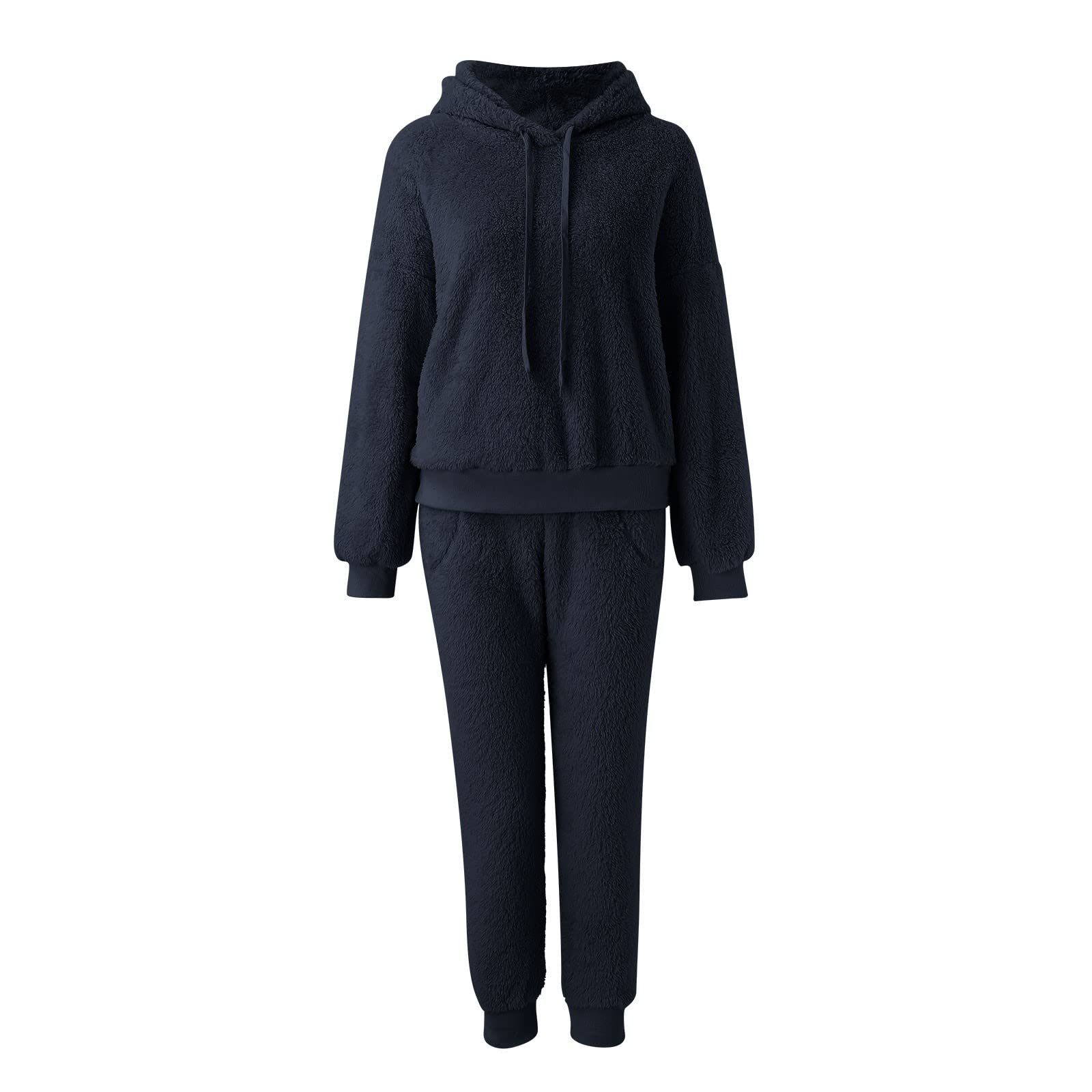 CMBSSTFC Damski długi zimowy przytulny strój rekreacyjny Elegancki duży rozmiar strój rekreacyjny Ciepły dres z podszewką Strój sportowy Elegancki flanelowy komplet piżam Bielizna nocna Puszysty