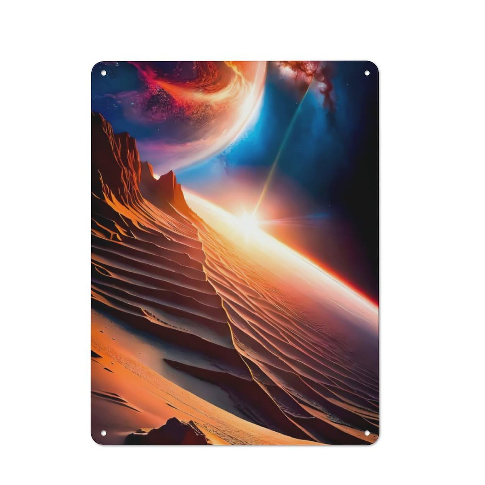 Junmoney Cosmic Mirage Retro Metal Wall Sign 40X30cm For Guest Room Or Hallway, A Housewarming Gift For Home Decor Collectors