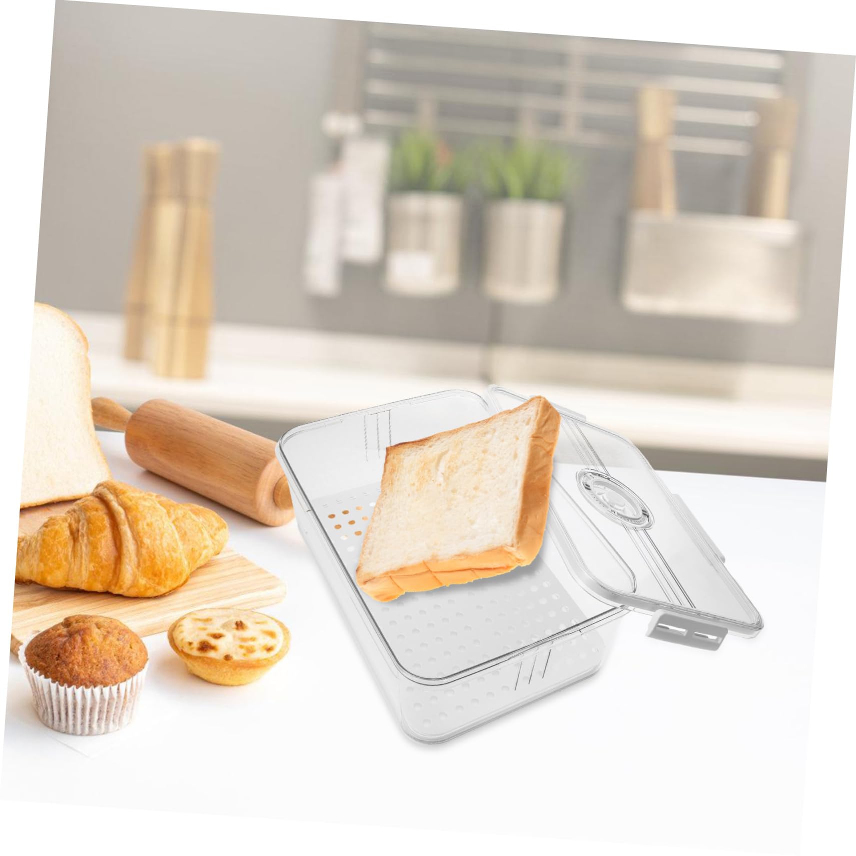 Zerodeko Brotkasten Moderne mit Deckel Xxl aus Kunststoff Luftdicht Frischebox für Selbstgebackenes Brot der Küchenarbeitsplatte