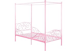 DHP Metal Canopy Twin Princess Bed Frame