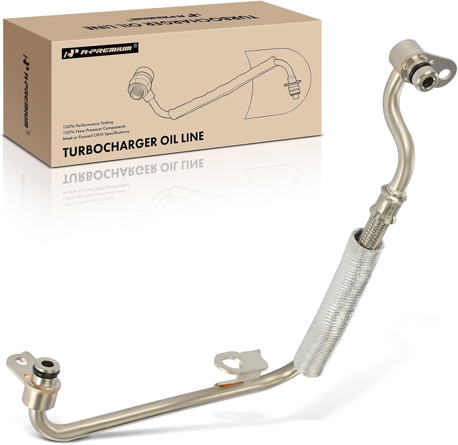 A-Premium Turbocharger Oil Line Compatible with Ford Explorer 2020-2023, Ranger 2019-2023, Bronco 2021-2023, 2.3L, Upper, Replace# LB5Z8A520A, LB5Z8A520