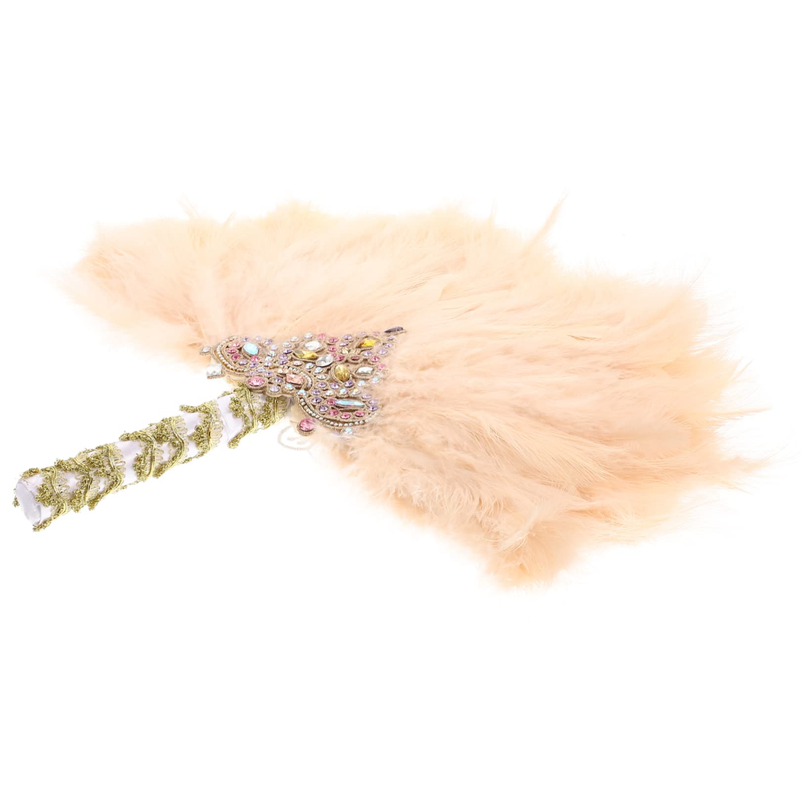 Cabilock Ventaglio Decorativo da Matrimonio Cristalli Colorati, Ventaglio da Sposa Artigianale e Portatile, Accessorio Elegante per Cerimonie All'aperto