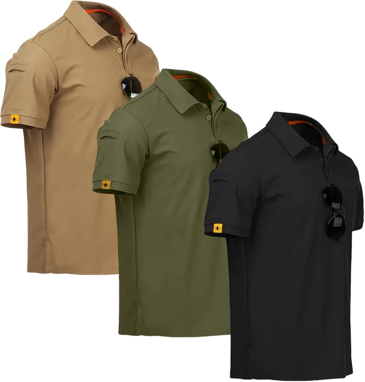 3 Pack Mens Polo Shirts Quick Dry Performance Short Sleeve Lightweight Golf Tactical Shirts Casual Collared T-Shirt