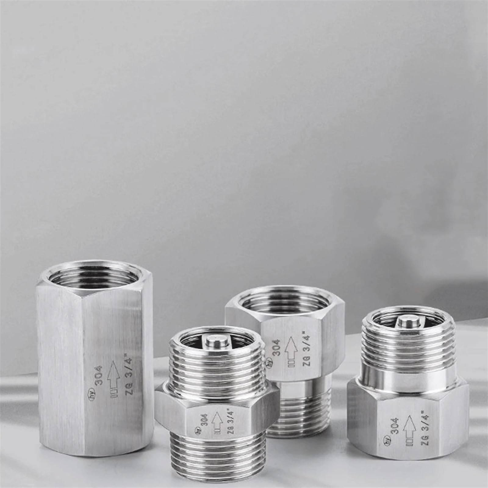 1/8 1/4 3/8 1/2 3/4 1 pollice maschio 304 acciaio inox valvola di ritegno unidirezionale di non ritorno acqua gas olio alta pressione 1 pz(ZG3l4 Male To Male)