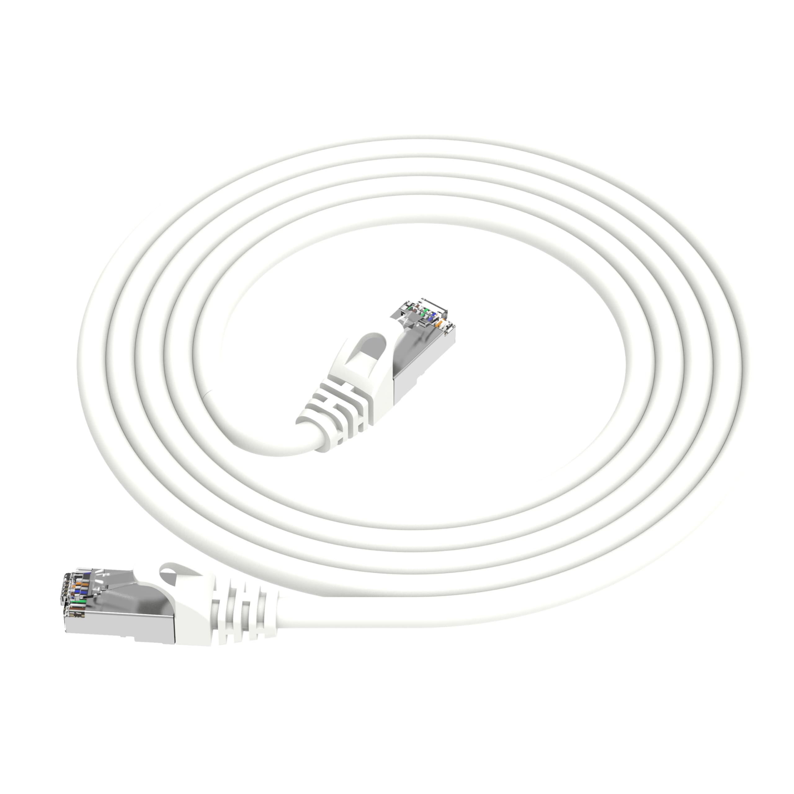 Elfcam – 0,5-Metrowy Kabel Ethernet RJ45 Cat 7, STP 100% Miedzi, 10 Gb/s 600 MHz, Okrągły Ekranowany Kabel Sieciowy, Kompatybilny z Dekoderami, Komputerami, Telewizorami i Konsolami – Biały