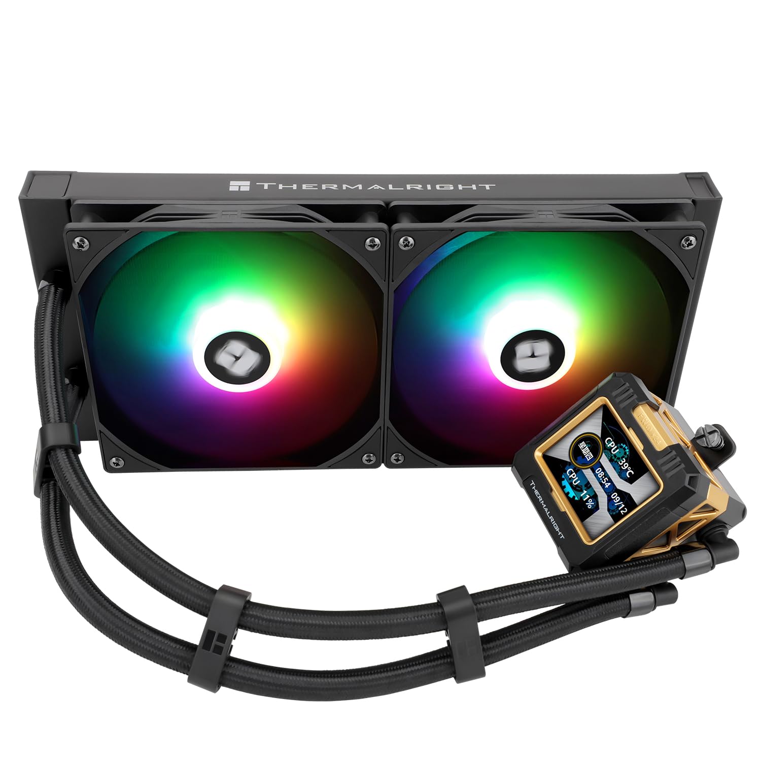 TR FW280 ARGB Schwarz AIO CPU Kühlflüssigkeit IPS LCD Bildschirm mit 320x240 Auflösung für AM4 / AM5 / Intel LGA1700 / 1851 2,4 Zoll magnetischer Schallabsorber LCD Bildschirm für Bilder