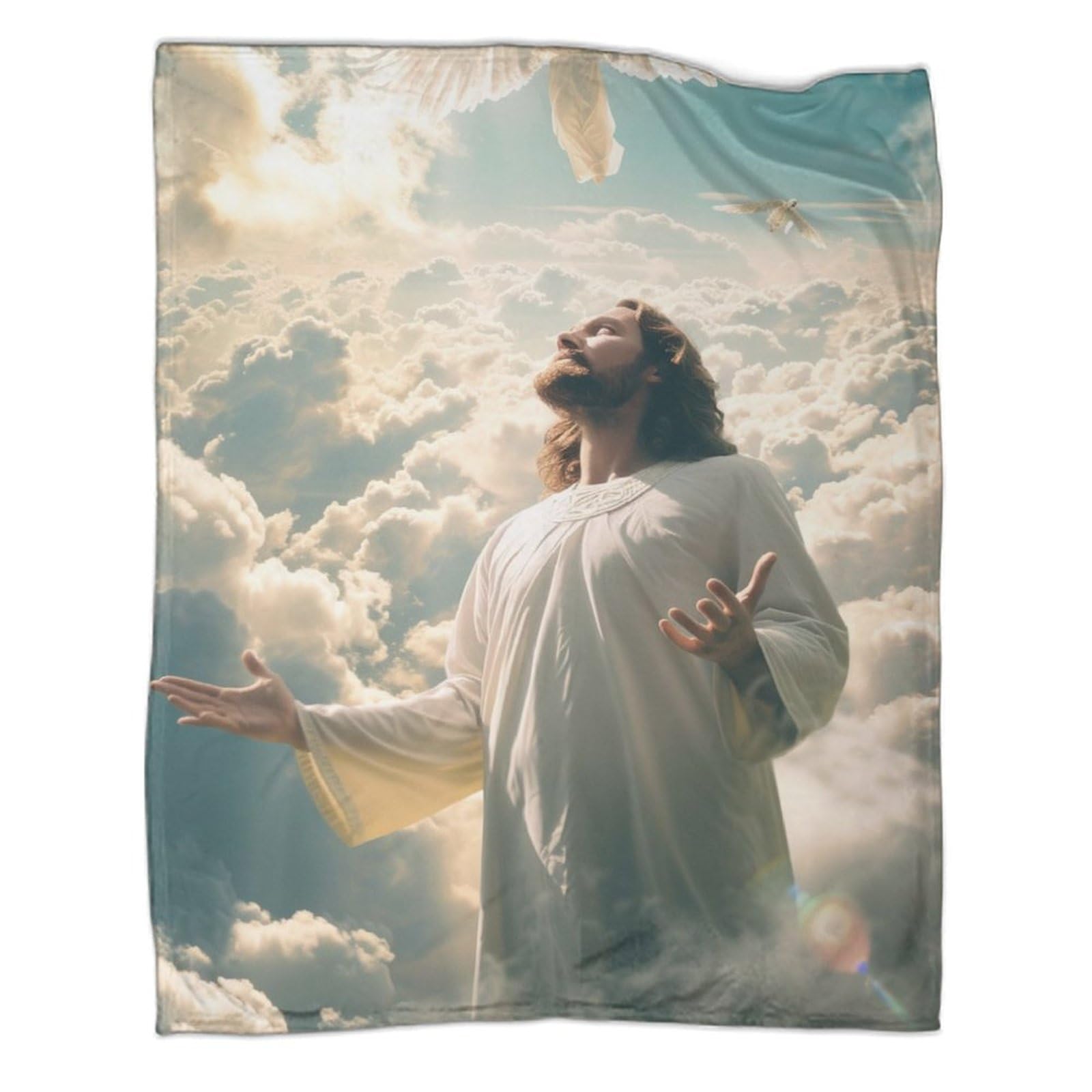 Couverture de voyage luxueuse Jésus mythique, plaid chaud haut de gamme de lit