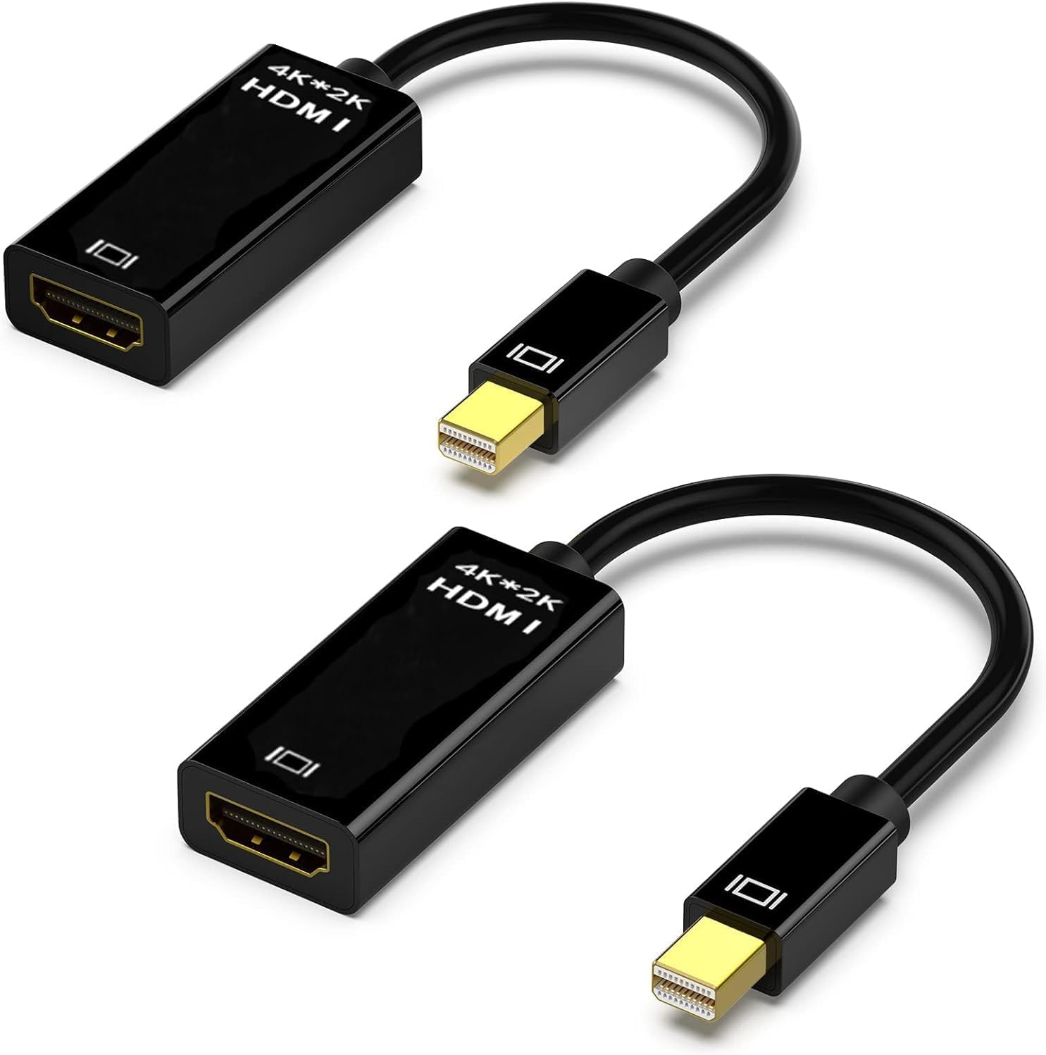 Mini DisplayPort to HDMI Adaptor 2 Pack: Mini DP(Thunderbolt Compatible) to HDMI 4Kx2K Converter Gold-Plated Cord for MacBook Pro, MacBook Air, Mac mini, Microsoft Surface Pro 3/4