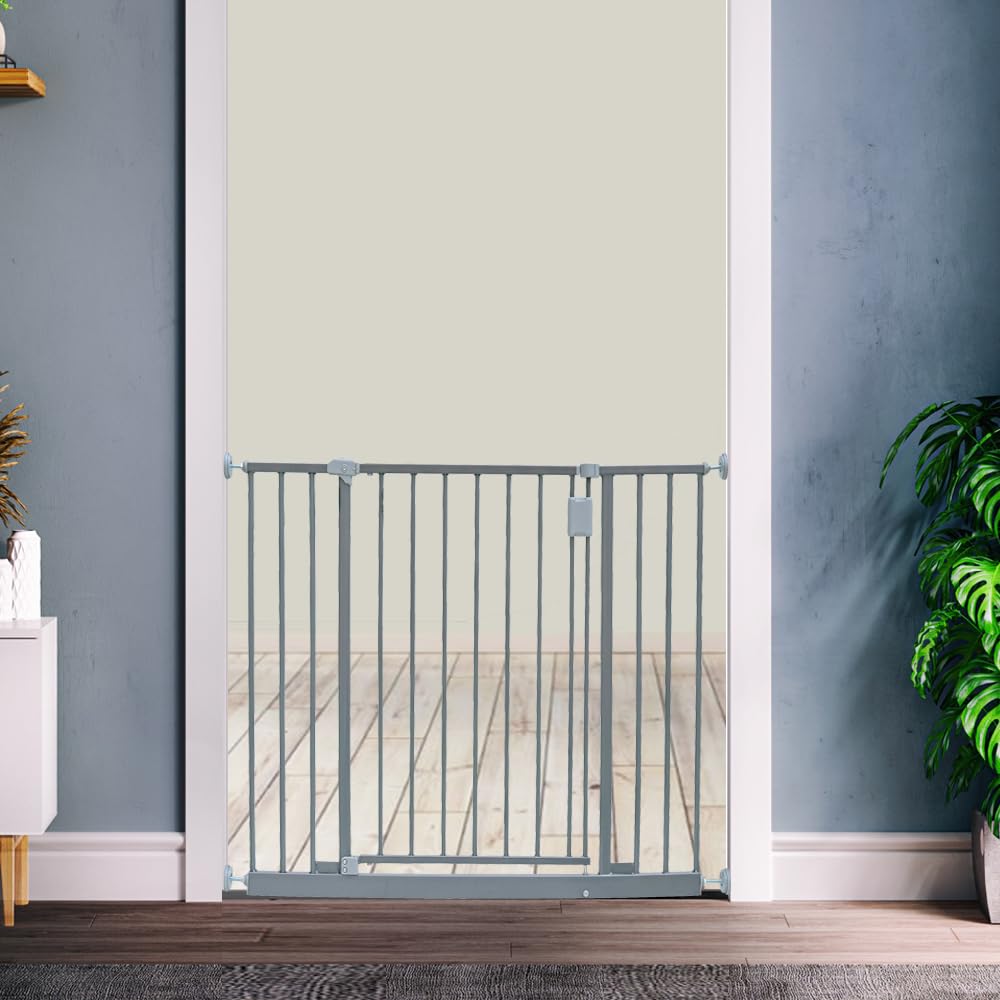 Safetots Extra Wide Hallway Gate, 122cm - 128cm, Matt Grey, Pressure Fit Baby Gate, Safety Barrier for Hallways and Wide Spaces, Easy Installation — view 2