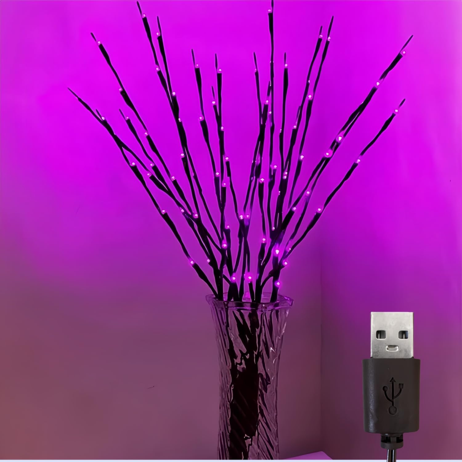 6 PCS LED Lighted Twig Branches 120 LED Beads Warm White Colored USB Operated Decorative Branch Lights for Vase Bedroom Restaurant Coffee Bar Library Party Photo Background 70CM
