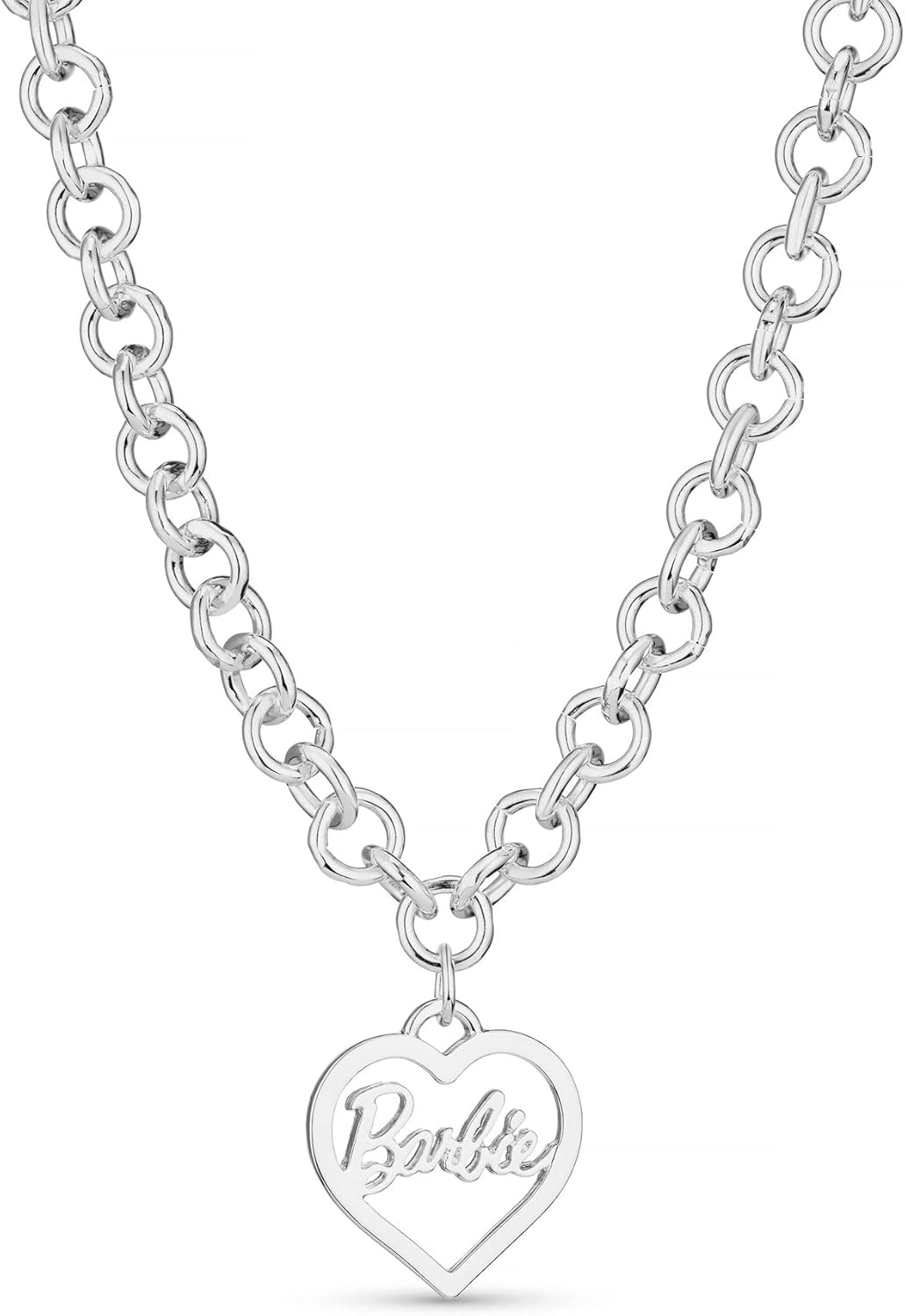 Barbie Round Link Heart Necklace - Silver - Image 4