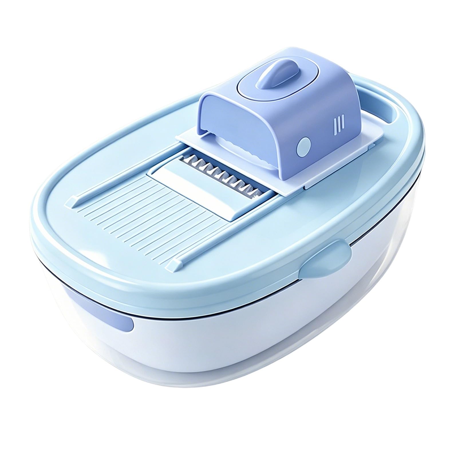 Multifuncional Cortador de Verdura Manual 6 en 1, Mandolina de Cocina Profesional, Gran Capacidad, con 6 Grosores Corte, Soporte para Alimentos y Recipiente Recolector