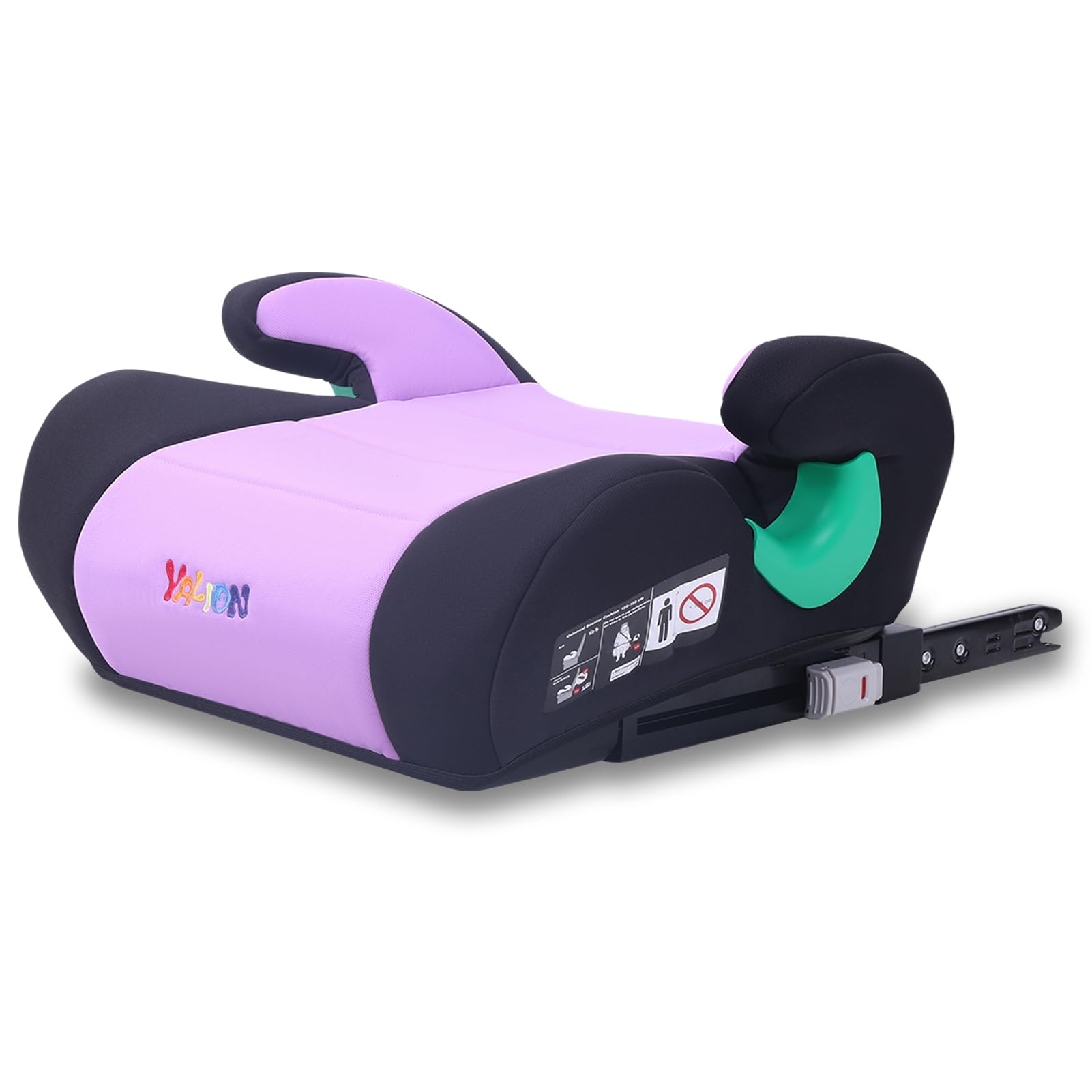 YALION Sitzerhöhung Auto Kinder ISOFIX, Kindersitzerhöhung mit ISOFIX Nach i-Size Norm R129, Kinderautositz 125-150cm(ca. 6-10 Jahre), 3-Punkt-Gurt, Lila