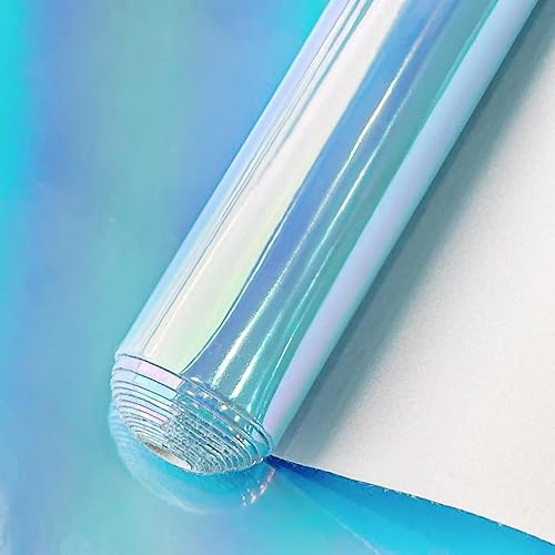 Miniatura 2 de XHT Tela de piel sintética con diseño de rayas arcoíris espejadas, 12 x 53 pulgadas, color degradado, piel sintética para hacer bolsos y llaveros,