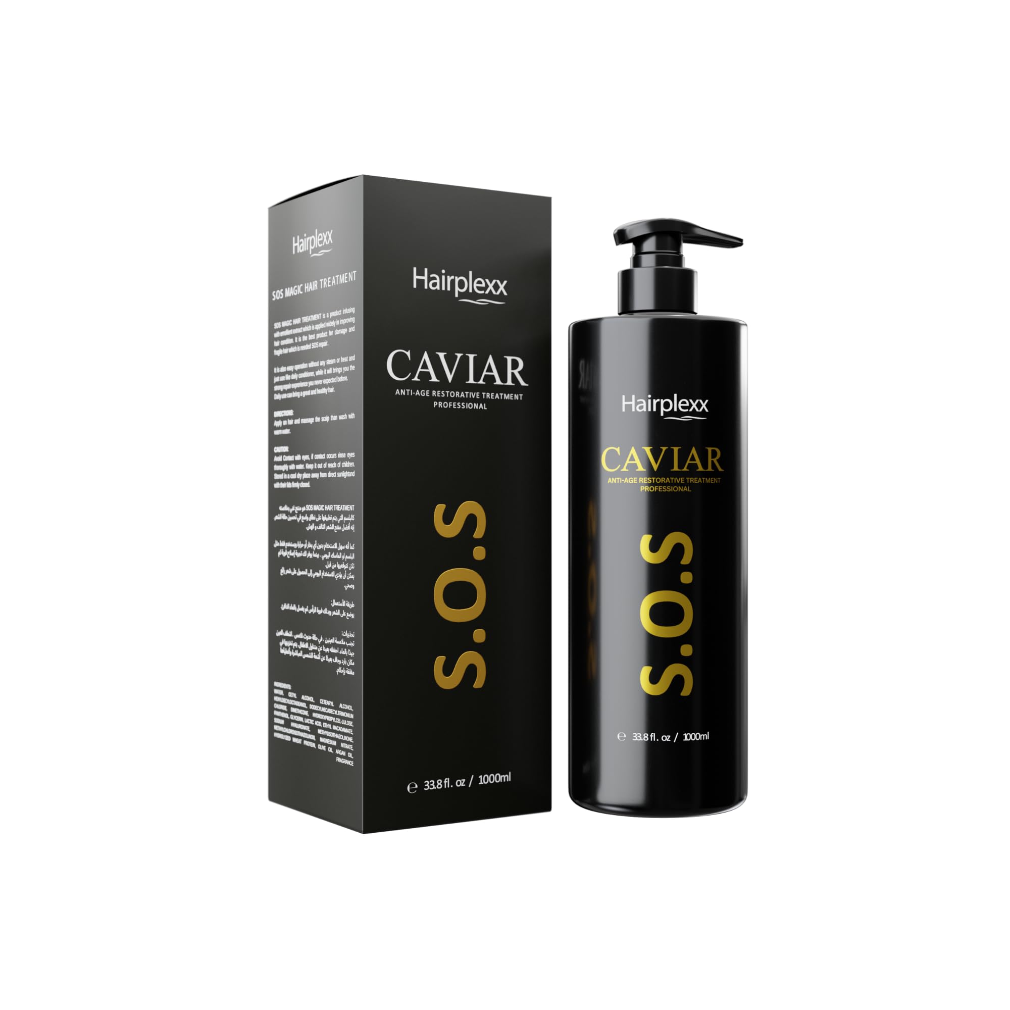 HAIRPLEXX CAVIAR ANTI-AGE RESTORATIVE TREATMENT PROFESSIONAL SOS Magical Hair 1000ML I Hair Mask For All Hair Types