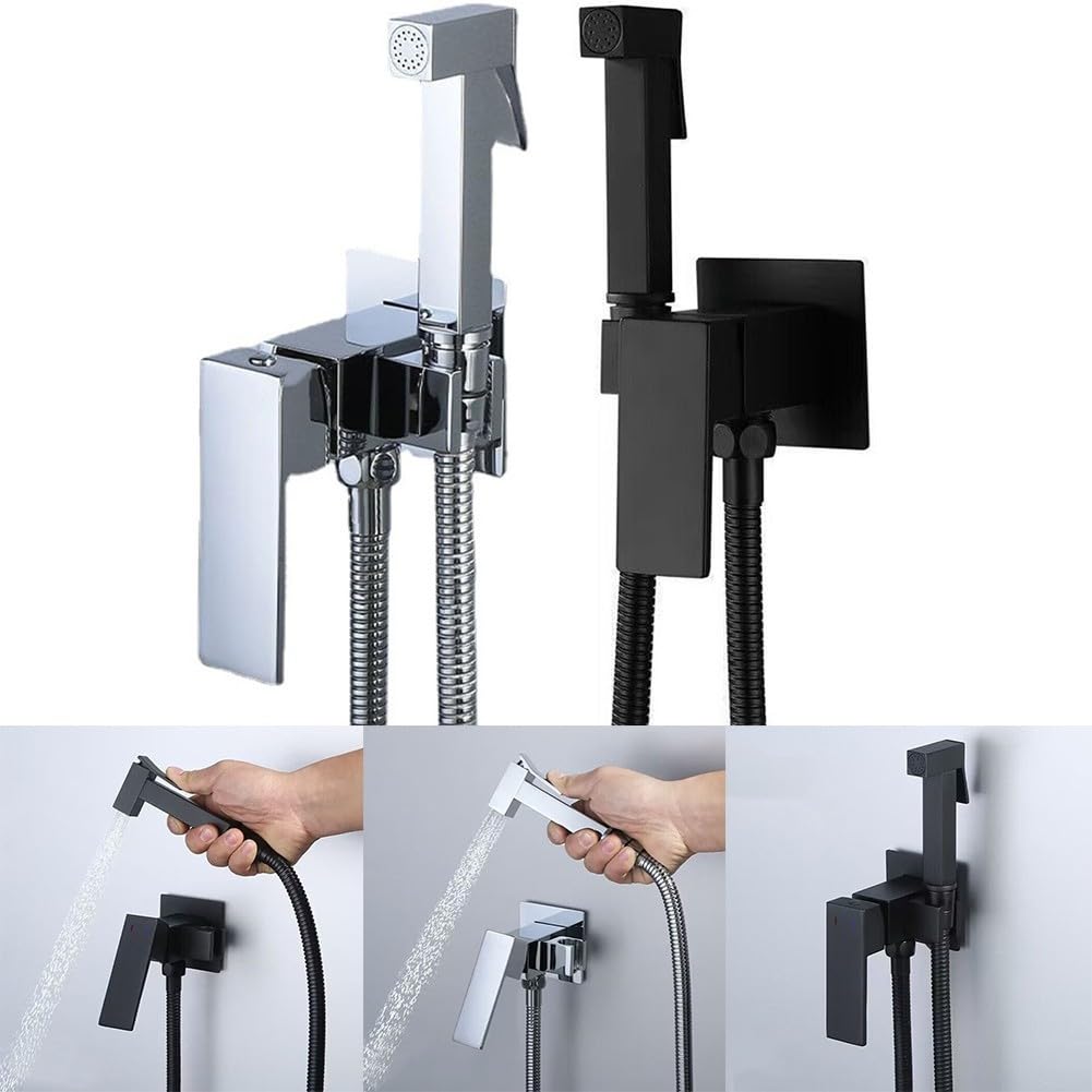 Opryskiwacz ręczny, 120 cm wąż mosiężny bidet kran ze sprayem ręcznym do kąpieli dla zwierząt domowych higiena osobista łazienka bliski stołek (chrom)