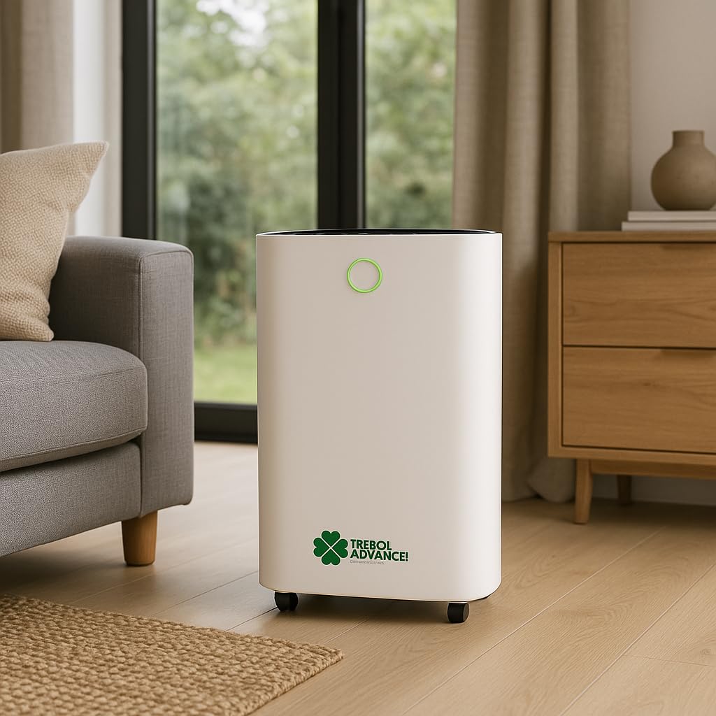 Deshumidificador de 12L Cobertura 25m²/125m³ Silencioso Bajo Consumo con Sensor de humedad manguera de drenaje y depósito 3 Modos 2 velocidades Temporizador 24H. Secado de Ropa