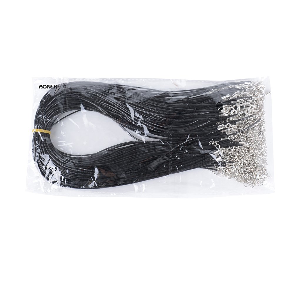 100 pz Cordoncino Cordino Laccio Catena Corda Laccetti per Gioielli Fai da Te Bracciale Collane (100 Nero)