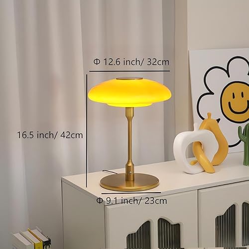 Miniatura 3 de Lámpara de mesa moderna de metal y vidrio, lámpara de mesa decorativa, lámpara de mesa para sala de estar, dormitorio, sala de estudio, 12.6 x 16.5