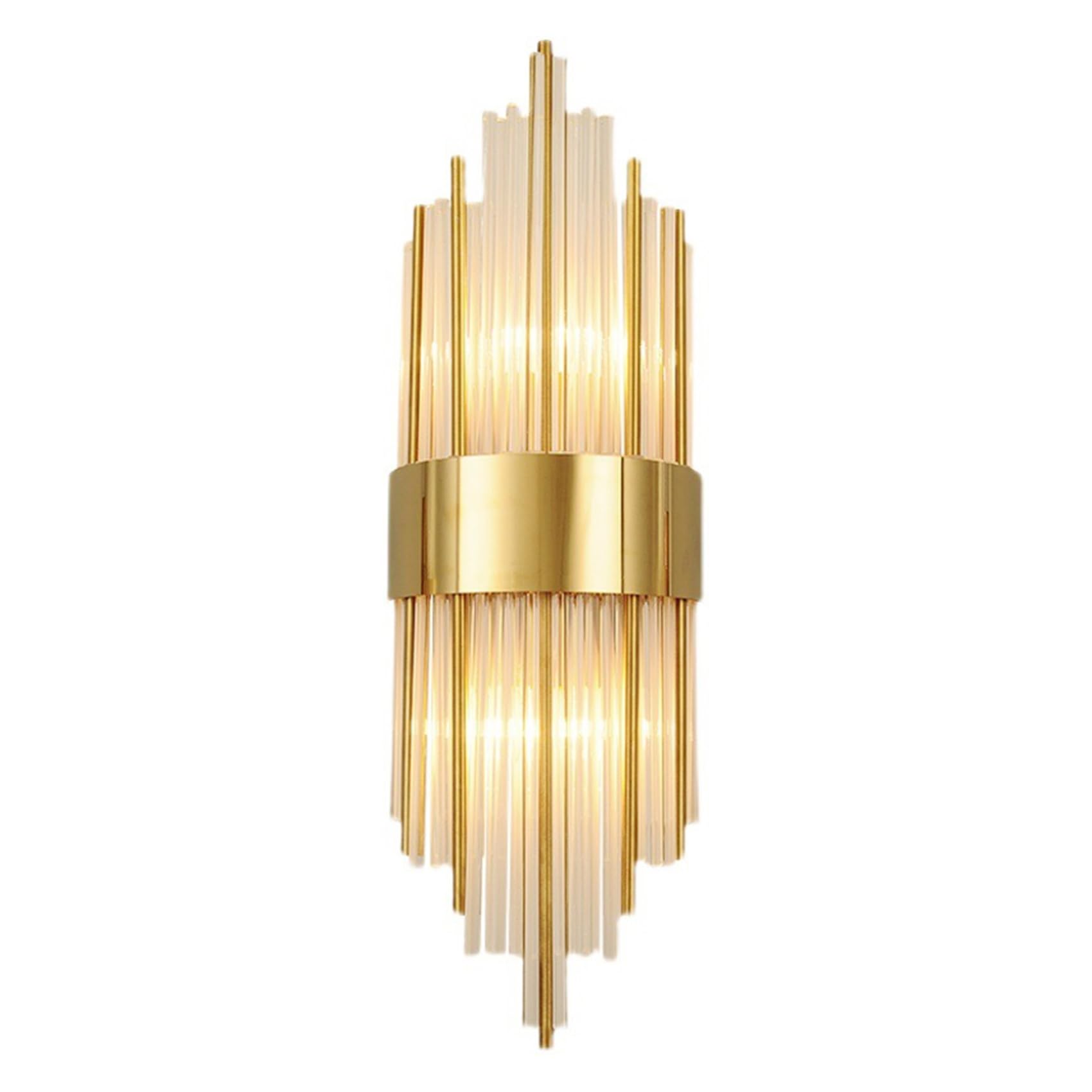 Hnexsei - Elegant Gold Wall Light with Crystal Tubes and Gold Metal Accents - E14 Wall Sconce for Modern Interiors (60cm)