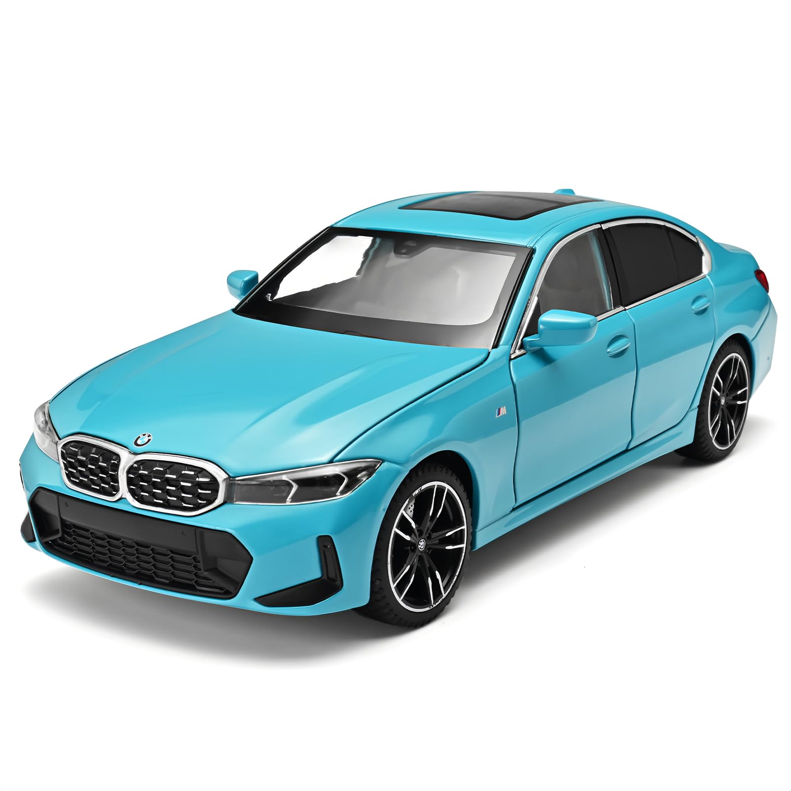 Kompatibel mit dem 1:24-Modell des BMW M3, Spielzeugauto aus Zinklegierung mit Licht und Sound, Rückzugauto als Geburtstagsgeschenk für Erwachsene und Kinder (blau)