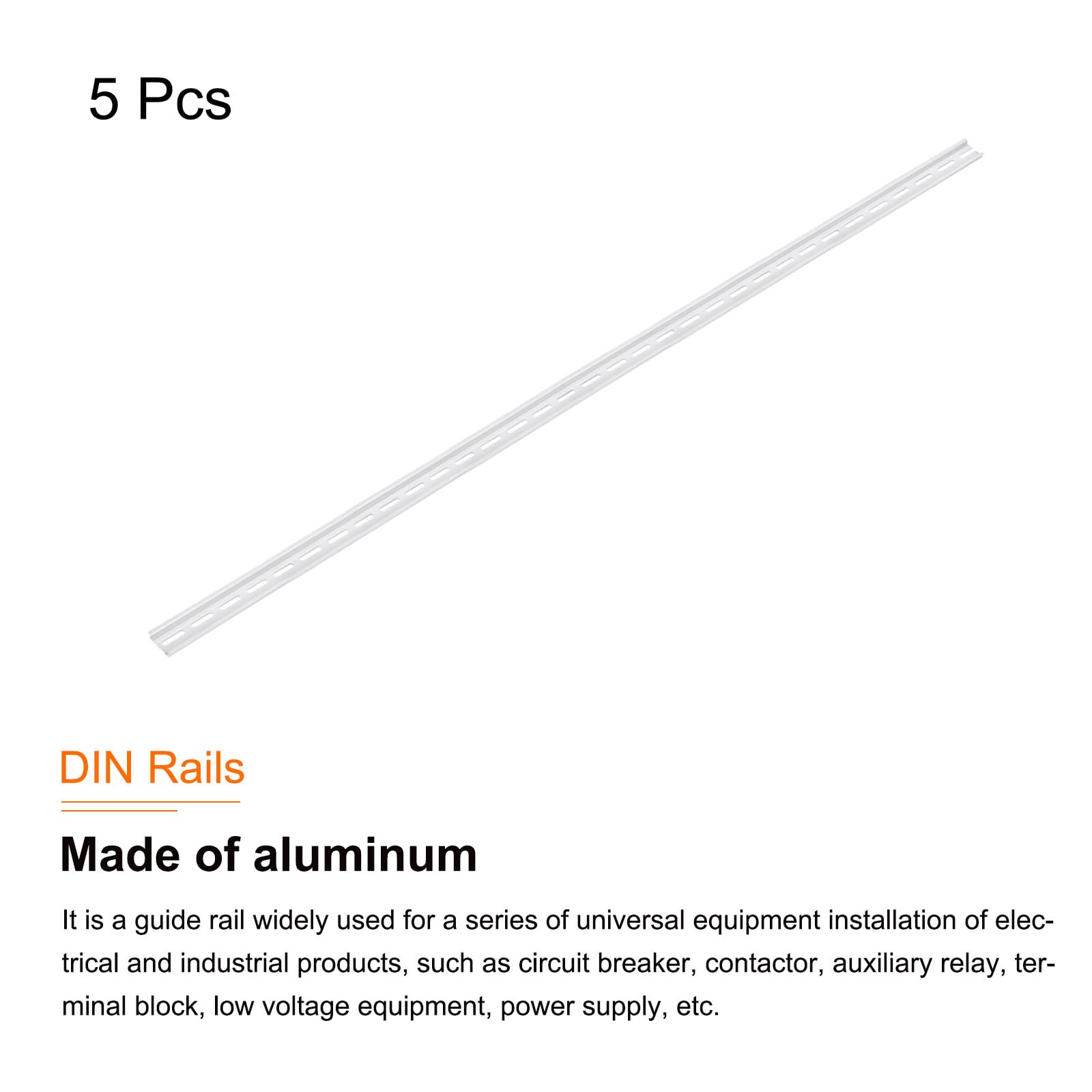 QUARKZMAN 5 Stück Aluminium Schiene, Reihenklemmen Hutschiene Metall DIN Schienenmontage für Verteilerschrank Schaltschrank Einbau (35mm Breit, 1016mm Lang, 7.5mm Hoch)