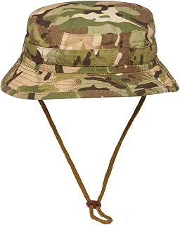 Kombat UK Buschhut mit kurzer Krempe für Herren – Polycotton-Ripstop, Fedora-Stil, elastische Laschen für Laubbefestigung, verstellbarer Kinnhaltegurt, alle Jahreszeiten, Camouflage-Muster