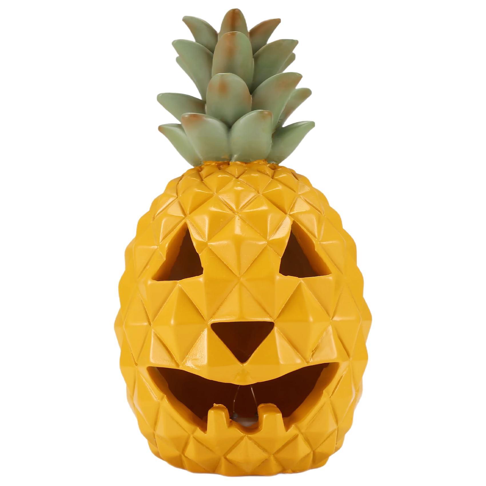 CTRLZS Pineapple Lantern - Yellow Light Halloween Pineapple Lantern Decoration Resin Pineapple Lantern with Inner Light