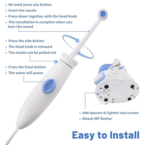 Miniatura 5 de Manguera de repuesto y piezas de mango compatibles con Waterpik Water Flosser WP-100 WP-140 WP-150 WP-900 Series Irrigador Oral, Mango de plástico,