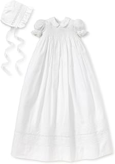kissy kissy Baby Girls Silene Christening Baptism Gown & Hat Set, White, 6-12 Months