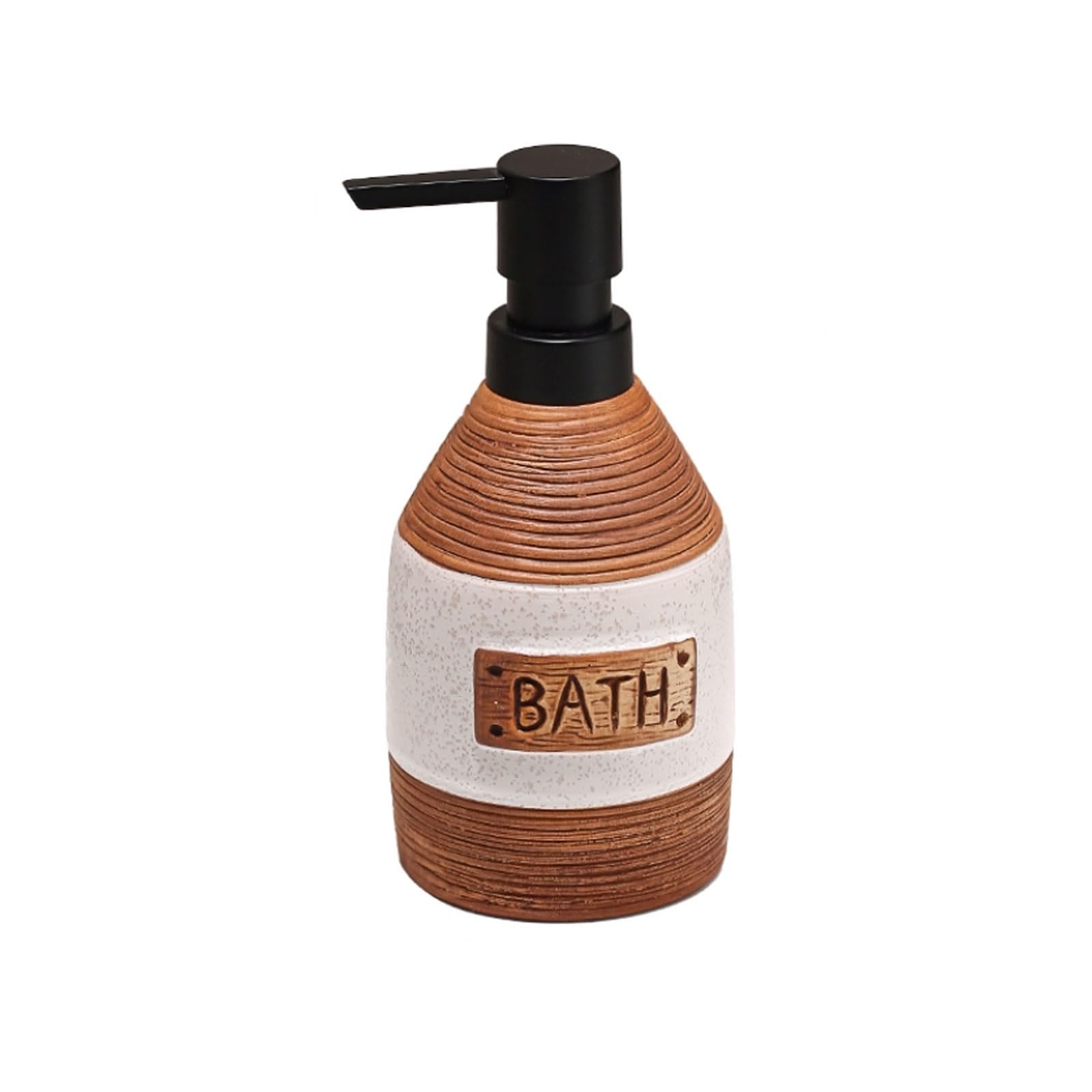 13.5oz Ceramic Soap Dispenser with Frosted ABS Pump Embossed Pattern, Smooth Stable Base, Countertop Lotion(Wei�)