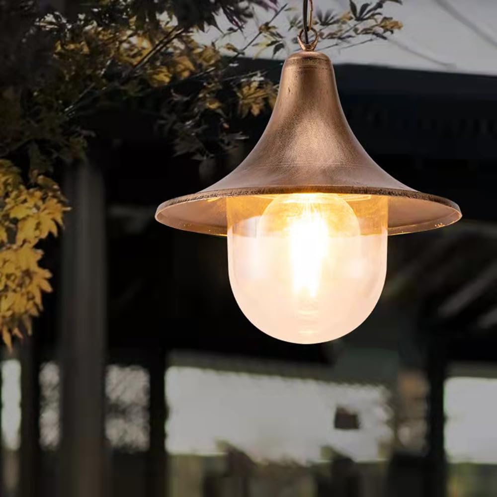 KXEcoLife Contemporary LED Outdoor Pendent Lamp Waterproof Art Villa Garden Courtyard Gate Corridor Balcony Chandelier (E A D28CM)