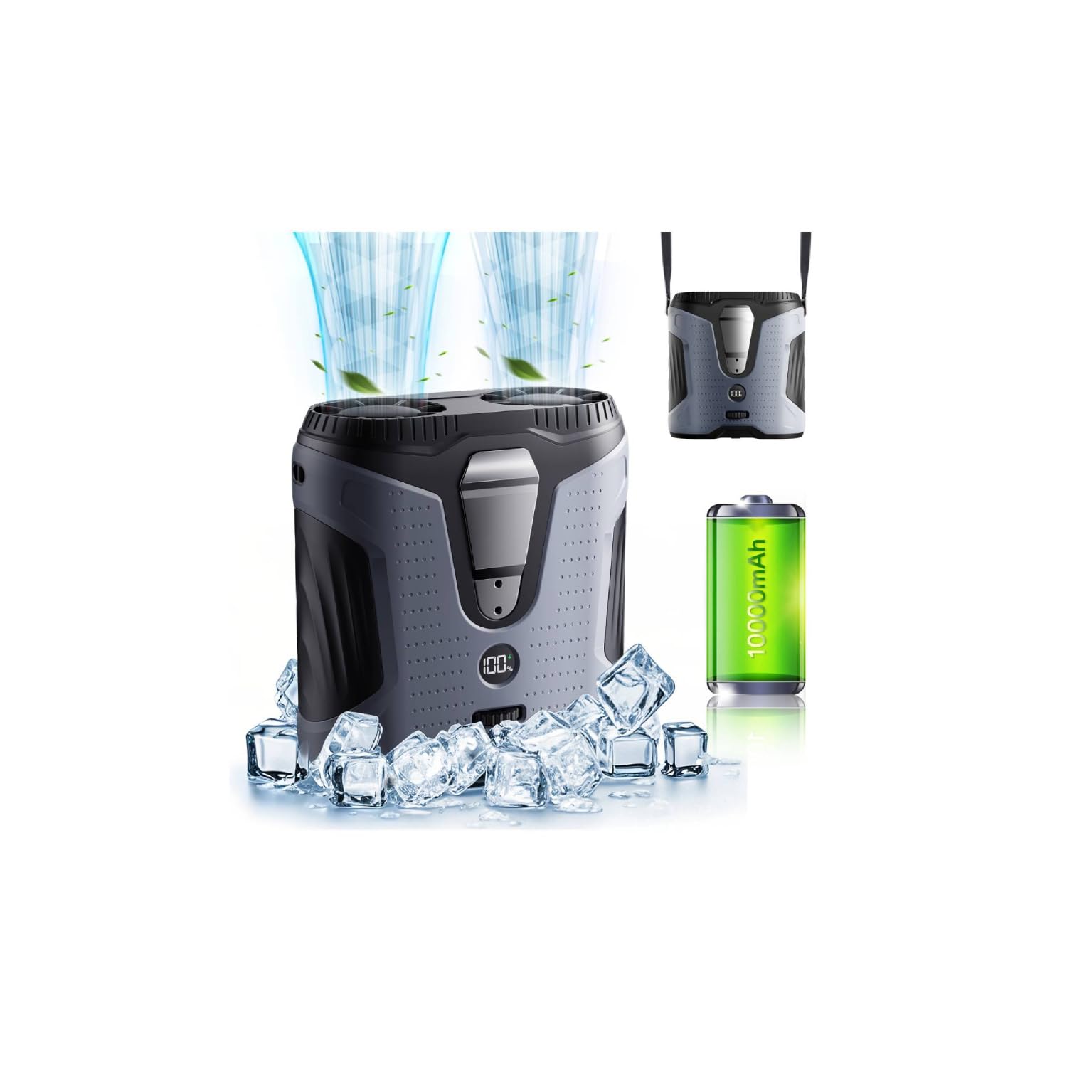 2025 portable waist fan rechargeable 10000mah amp 100 speeds personal fan with flashlightsos max 30h working time wearable waist fans clip on hands-free for traveling camping outdoor