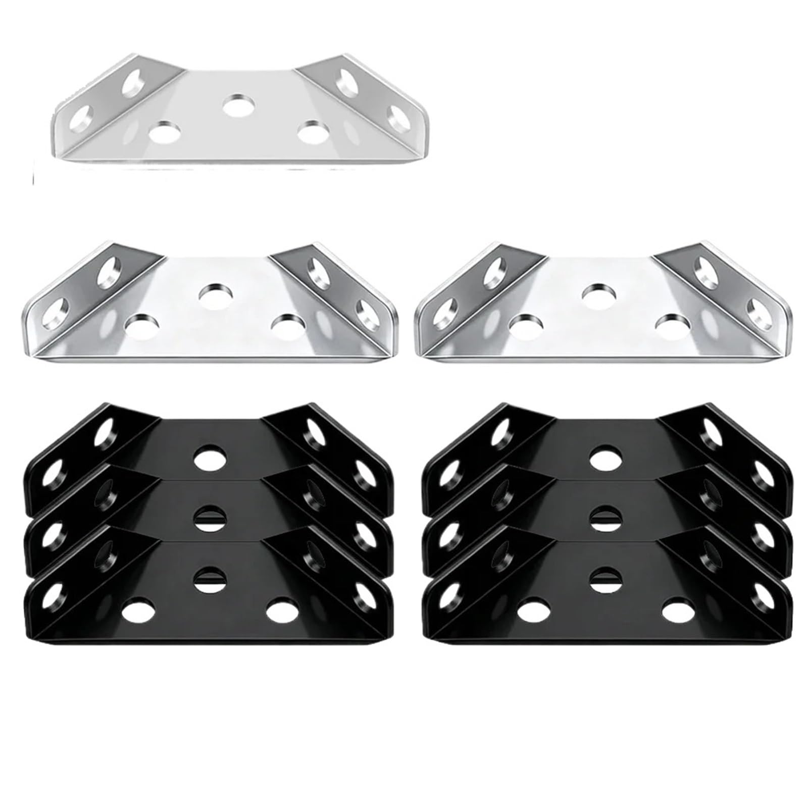 Staffe A L Angolari Metallo Staffe angolari in acciaio inossidabile 4/8/16 pezzi, connettore angolare for mobili for supporto for armadietti e scaffali, kit staffe angolari(Black 16pcs)