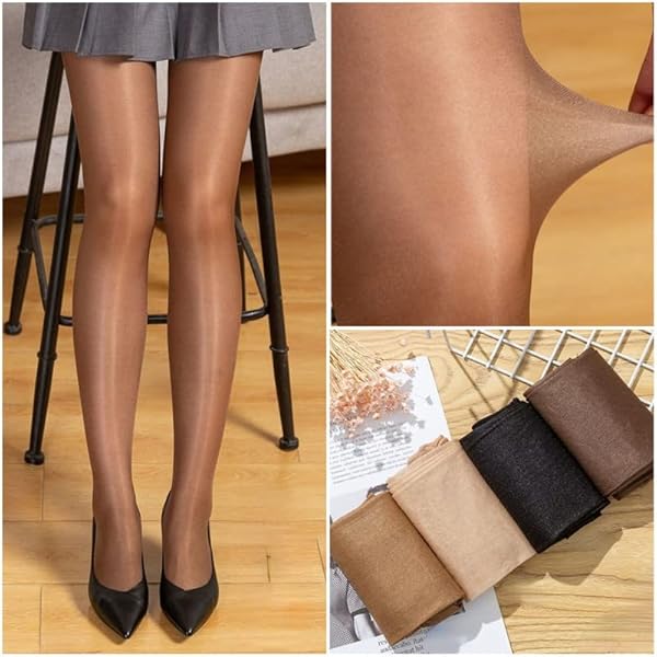 Verdancy Women’s 3 Pairs of Ultra Stretchable Sheer Shimmery Stockings for 264lbs Plus Size High Waist Tights Footed Pantyhose (1 Pair of Coffee, 1 Pair of Black, 1 Pair of Nude, 2XL) - Image 7